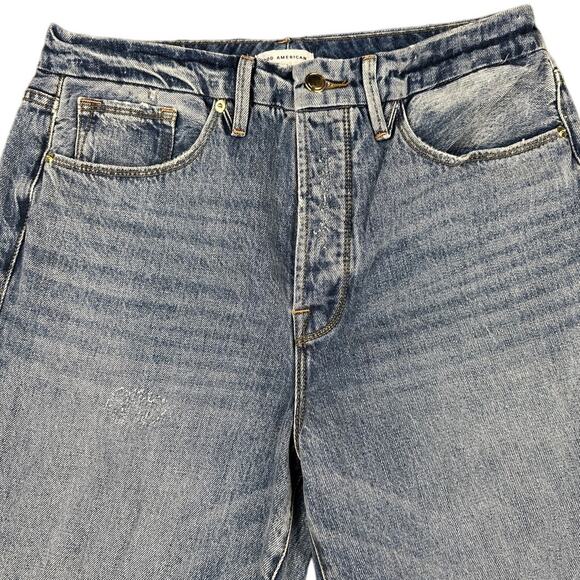 Good American - Split Hem Distressed Ripped Jeans in Light Wash Blue - Picture 2 of 4